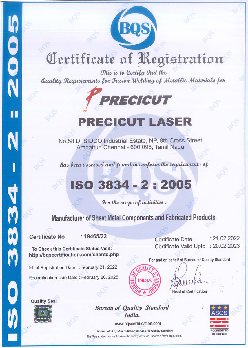 Precicut ISO-3834-2-2005